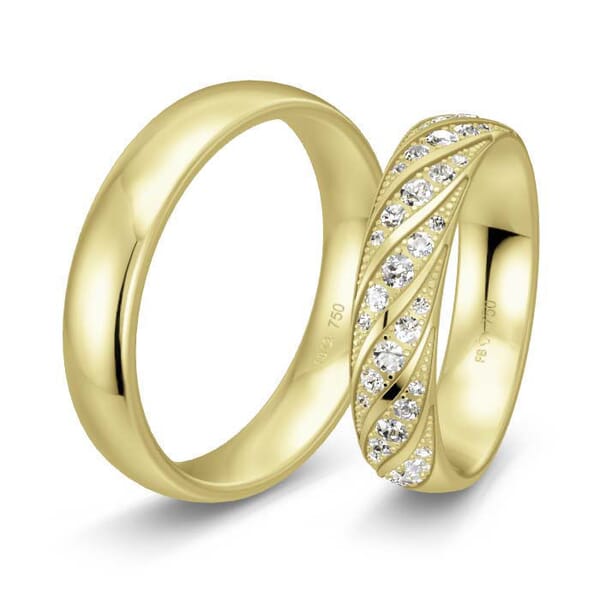 Gifteringer i gult gull 18 kt, honningfarget, 5 mm. LUXURY - 4809909